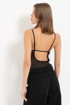 Siyah Askılı Çıtçıtlı Dantel Bodysuit
