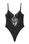 Siyah Askılı G-string Dantel Bodysuit