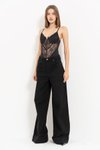 Siyah Askılı G-string Dantel Bodysuit