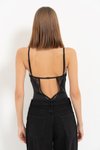 Siyah Askılı G-string Dantel Bodysuit