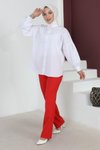 Kırmızı Çizgi Detaylı Pantolon