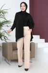Krem Kemerli Bol Paça Pantolon