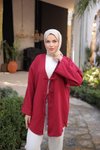 Bordo Önü Bağlamalı Kimono Tunik