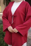 Bordo Önü Bağlamalı Kimono Tunik