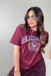 Bordo Los Angeles Taşlı Yazı Detay Tshirt