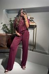 Bordo Oysh Kumaş Kısa Kollu Takım