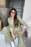 Çağla Yeşili Pamuk Ceketli Pantolon Takım