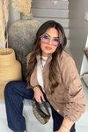 Camel Belden Büzgülü Rüzgarlık Ceket