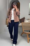 Camel Belden Büzgülü Rüzgarlık Ceket