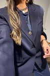 Lacivert Massi Blazer İki Düğmeli Ceket