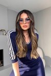 Lacivert Şeritli V Yaka Midi Sweat Elbise