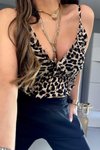 Leopar Gipeli Askılı Crop