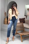 Mavi Yırtık Detaylı Mom's Jean Pantolon