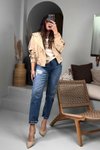Mavi Yırtık Detaylı Mom's Jean Pantolon