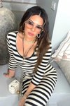 Siyah Beyaz Ajurlu Örme Kumaş Çizgili Midi Elbise