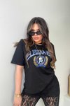 Siyah Los Angeles Taşlı Yazı Detay Tshirt