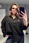 Siyah Teddy Modal Kumaş Gömlek