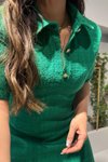 Yeşil Tuvit Kumaş Gömlek Yaka Mini Elbise