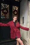 Bordo Kemer Detaylı Astarlı Blazer Ceket