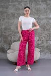 Fuşya Yazlık Bol Paça Dijital Baskı Desenli Viskon Pantolon