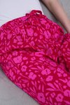 Fuşya Yazlık Bol Paça Dijital Baskı Desenli Viskon Pantolon