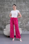 Fuşya Yazlık Bol Paça Dijital Baskı Desenli Viskon Pantolon