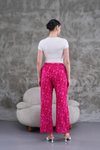 Fuşya Yazlık Bol Paça Dijital Baskı Desenli Viskon Pantolon