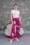 Kırmızı Bol Paça Dijital Baskı Desenli Kumaş Pantolon