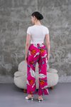 Kırmızı Bol Paça Dijital Baskı Desenli Kumaş Pantolon