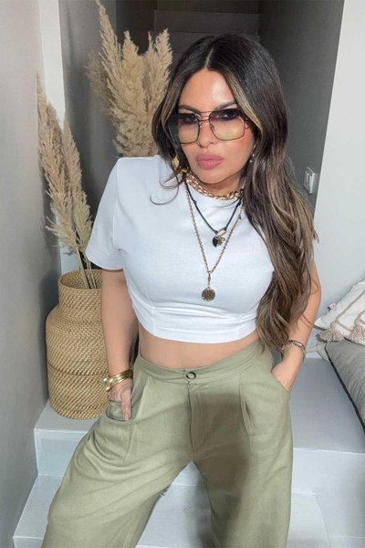 Beyaz Zr Pensli Crop