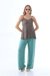 Mint Yeşili Italyan Korse Belli Astarlı İpek Pantolon