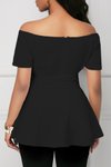 Siyah Kısa Kollu Madonna Yaka Yandan Bağlamalı İthal Krep Bluz