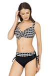 Geometrik Büyük Beden Balenli Desenli Bikini Takım