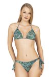 Mavi Yeşil Üçgen Yarım Dolgulu Simli Bikini Takım