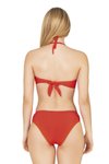Nar Çiçeği U Aksesuarlı Dokulu Straplez Bikini Takım