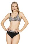 Pembe Leopar Desenli Yüksek Bel Bikini Takım