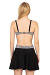 Siyah Beyaz Zebra Desenli Parıltılı Etekli Bikini Takım