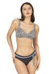 Siyah Beyaz Zigzag Desenli Bağlama Detaylı Toparlayıcı Bikini Takım