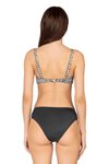 Siyah Beyaz Zigzag Desenli Bağlama Detaylı Toparlayıcı Bikini Takım