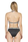 Siyah Beyaz Zigzag Desenli Toparlayıcı Bikini Takım