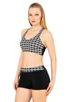 Siyah Geometrik Desenli Toparlayıcı Şortlu Bikini Takım