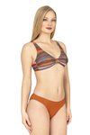 Turuncu Aksesuarlı Renkli Desenli Bikini Takım