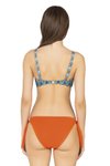Turuncu Desenli Dokulu İpli Bikini Takım