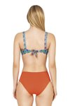 Turuncu Dokulu Desenli Straplez Bikini Takım