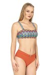Turuncu Dokulu Desenli Straplez Bikini Takım