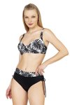 Yaprak Büyük Beden Balenli Destekli Desenli Bikini Takım