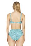 Yeşil Balenli Destekli Şal Desen Yüksek Bel Bikini Takım