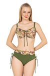 Green Plus Size Underwire Padded Collage Patterned Bikini Set