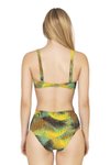 Yeşil Yaprak Desenli Toparlayıcı Yüksek Bel Bikini Takım
