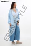 Bebe Mavi Italyan İpek Detaylı Oversize Kaftan &amp; Bluz